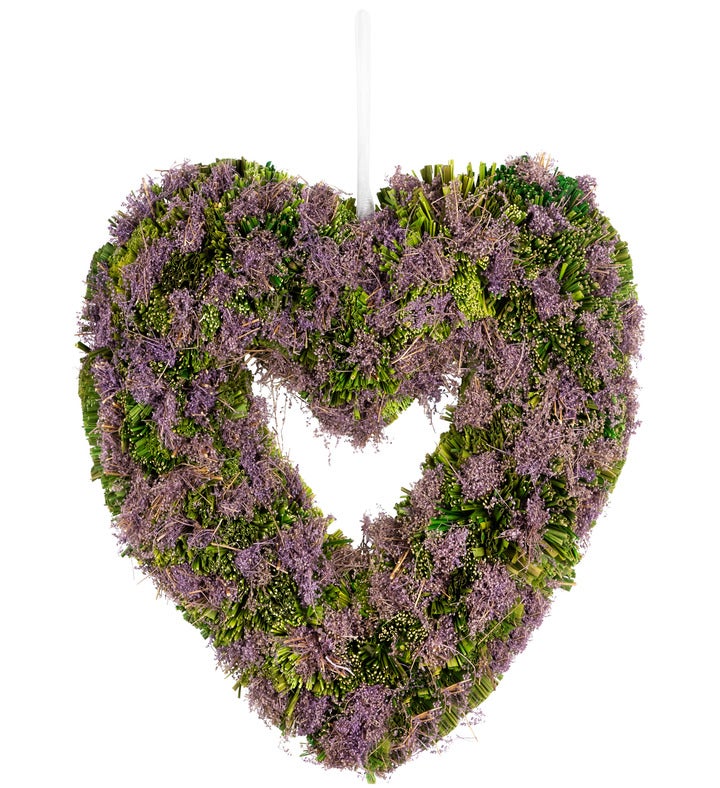 Moss And Twig Valentine's Day Heart Artificial Wreath   14.5"   Purple