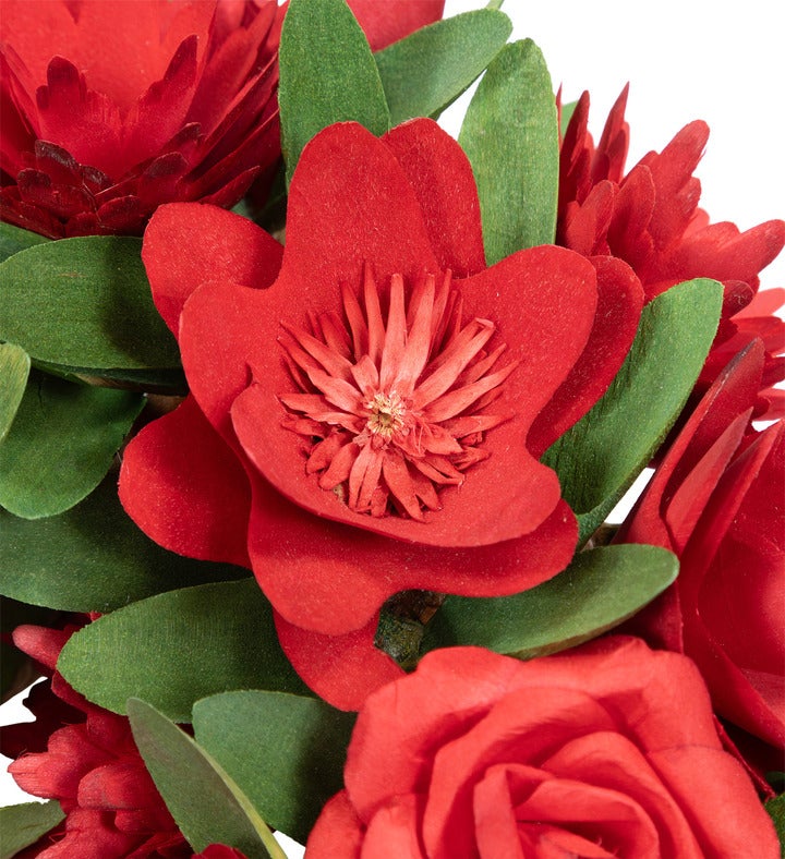 Mixed Floral Artificial Valentine's Day Heart Wreath - 15" - Red