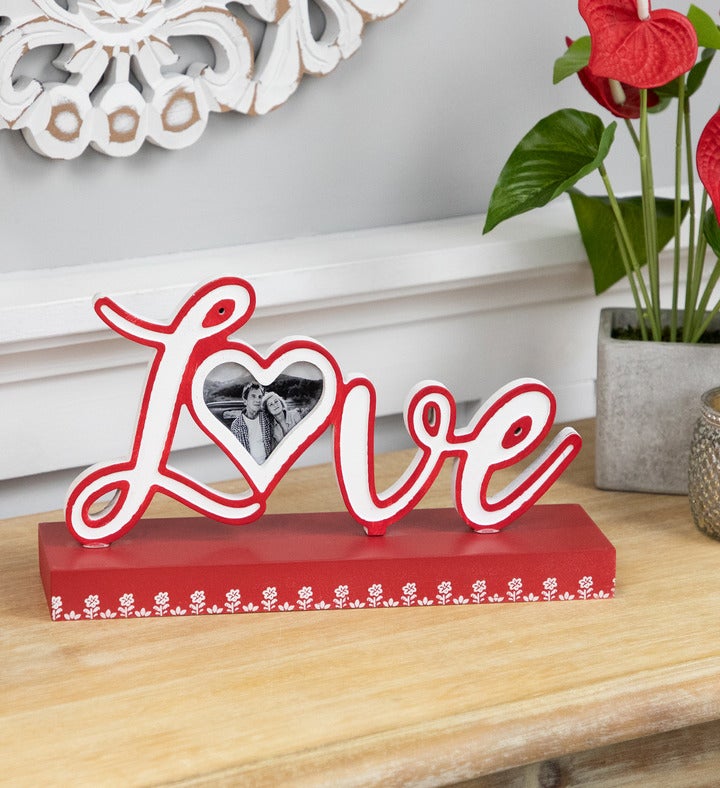 Heart And Floral "love" Valentine's Day Photo Frame - 12"
