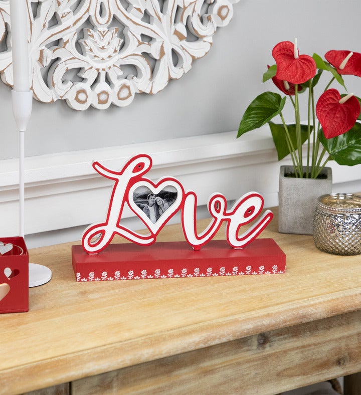 Heart And Floral "love" Valentine's Day Photo Frame - 12"