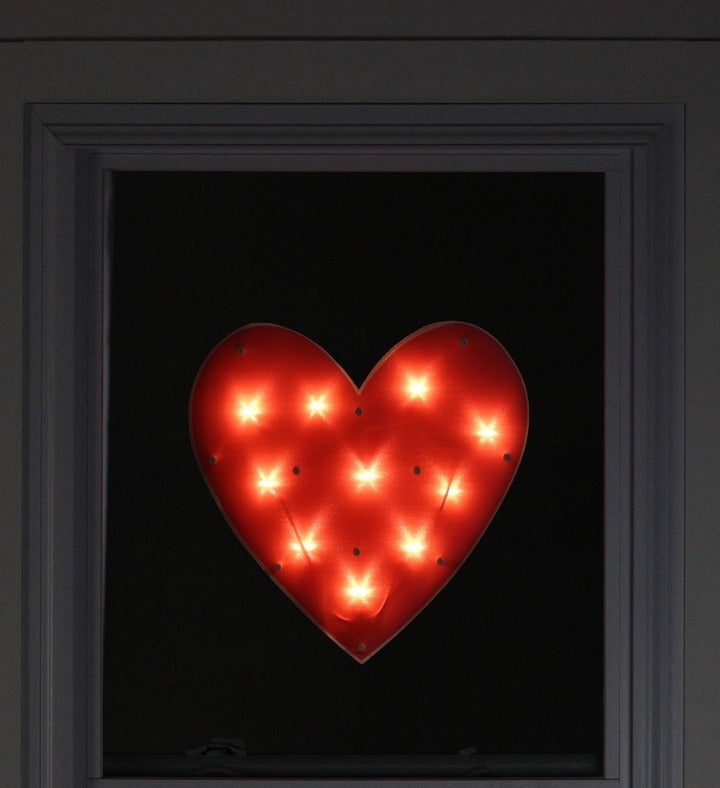14" Lighted Heart Valentine's Day Window Silhouette