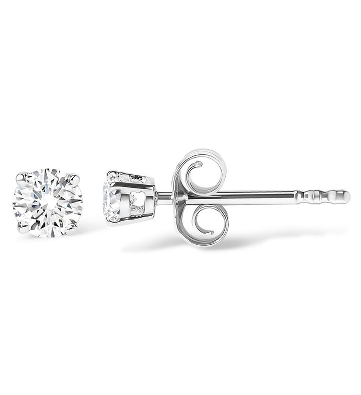 Silver 1/5 Cttw Lab Grown Diamond Solitaire Stud Earrings