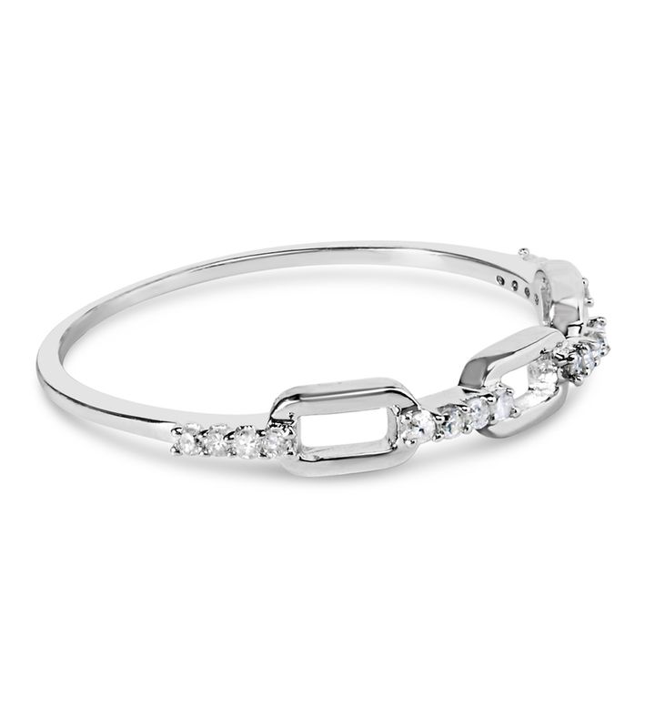 .925 Sterling Silver Diamond Accent Paperclip Band Ring