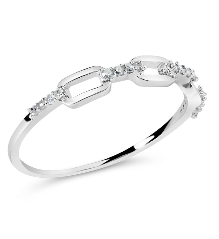 .925 Sterling Silver Diamond Accent Paperclip Band Ring