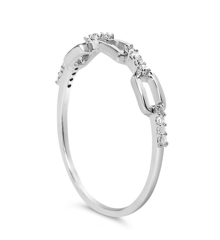 .925 Sterling Silver Diamond Accent Paperclip Band Ring