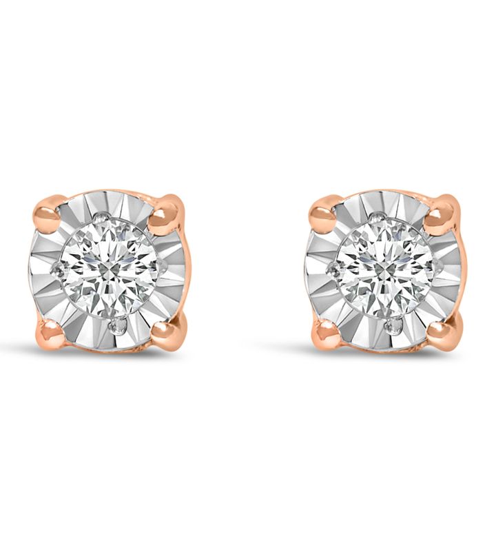 .925 Sterling Silver 1/10 Cttw Lab Grown Diamond Miracle-set Stud Earrings