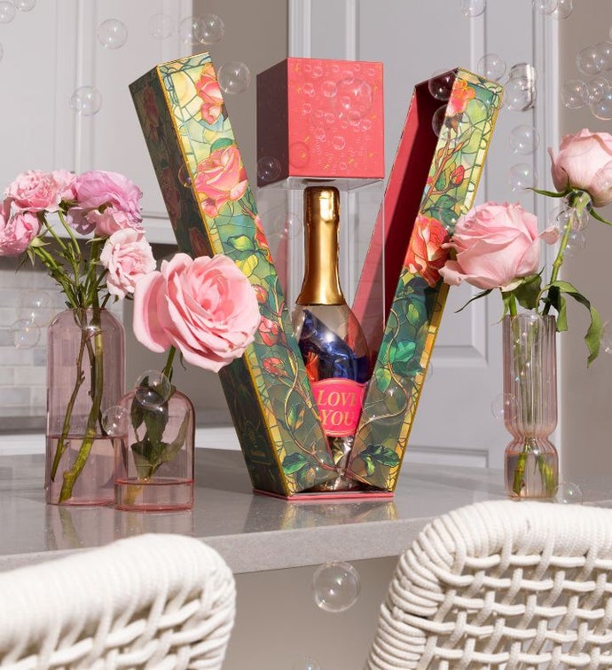 Valentine's Rose Bubble Gift Box With Mini Cake Donuts