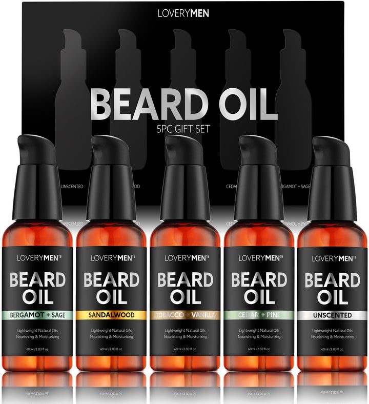 Lovery Men Deluxe Beard Oils   5pc Beard Softener Grooming Gift Set