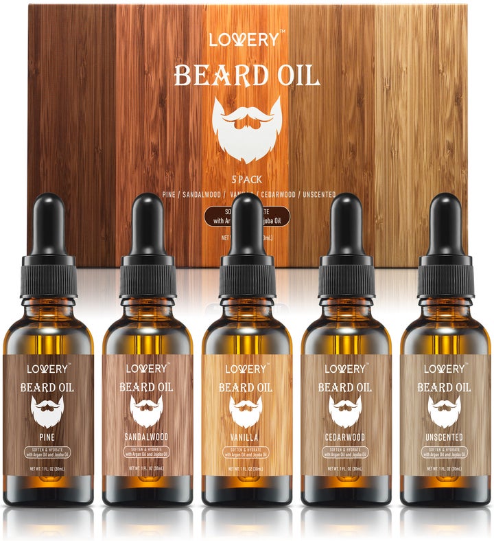 Mens Beard Oil Gift Set   5Pc Beard Oils with Argan and Jojoba