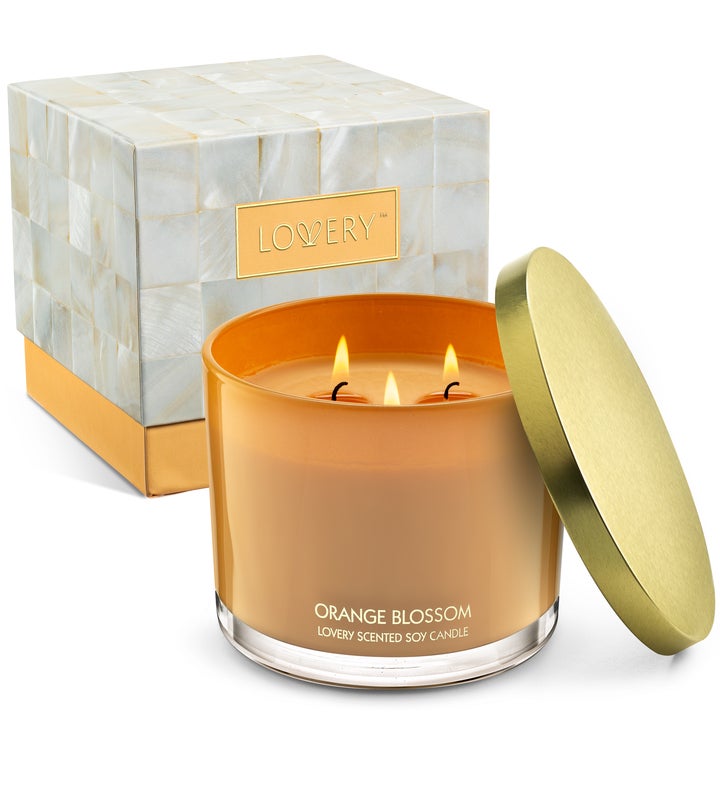 Orange Blossom Candle Gift Set, 3 Wick Home Soy Candles, 13oz