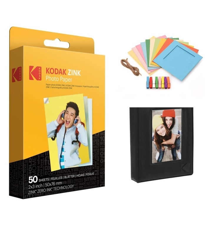 Kodak Zink Photo Paper 2x3"  50 Pack , Frames And Photo Album Bundle