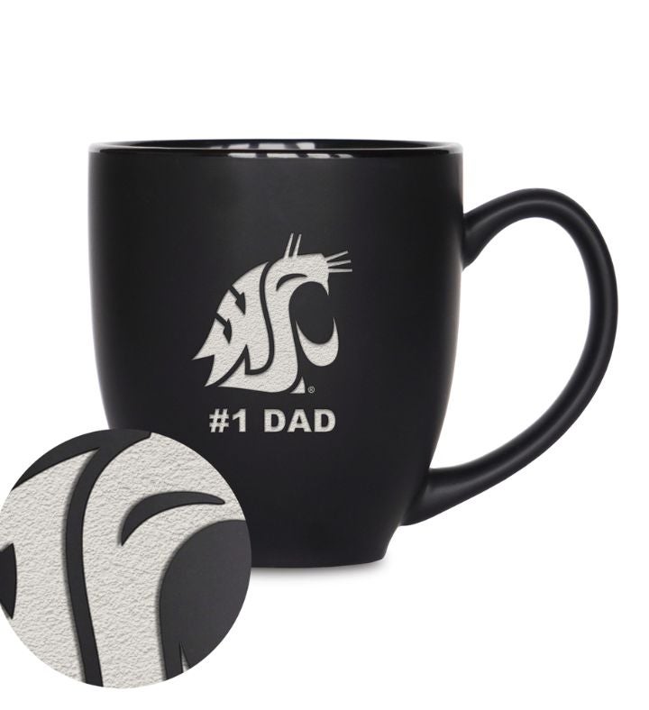 College #1 Dad 15oz Matte Black Ceramic Bistro Mug