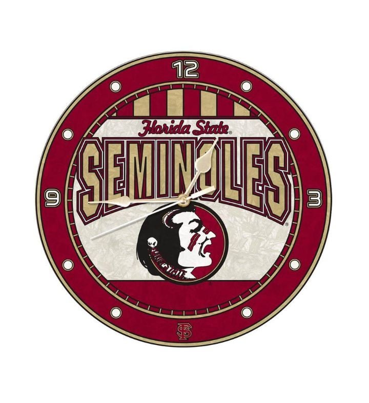 College 12" Round Art Glass Clock