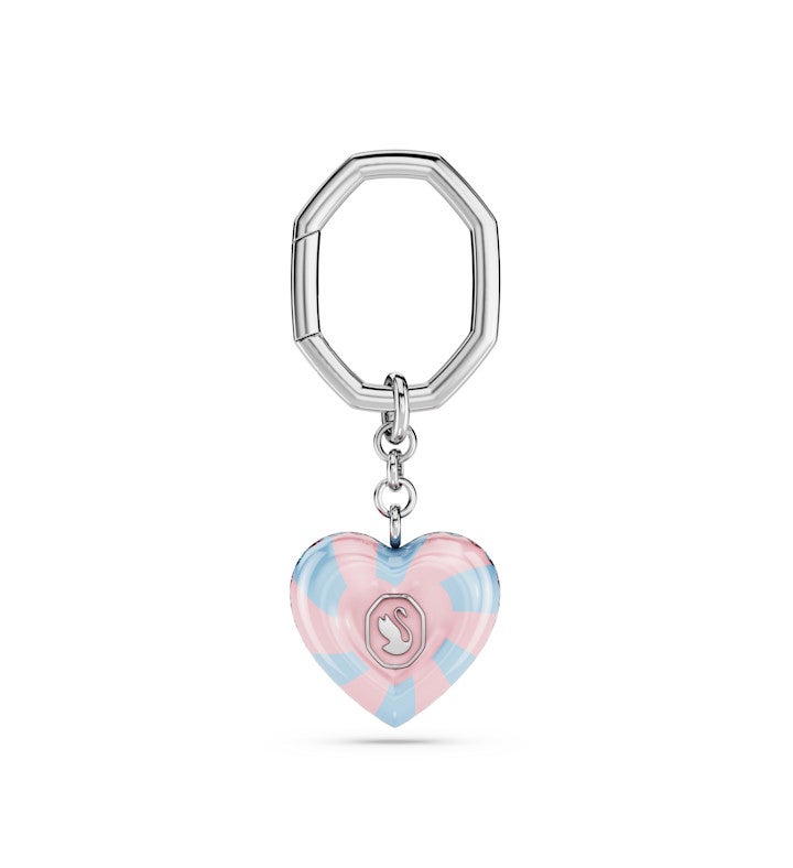 Key Ring, Heart Cut, Heart, Multicolored, Rhodium Plated