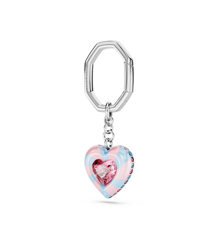 Key Ring, Heart Cut, Heart, Multicolored, Rhodium Plated