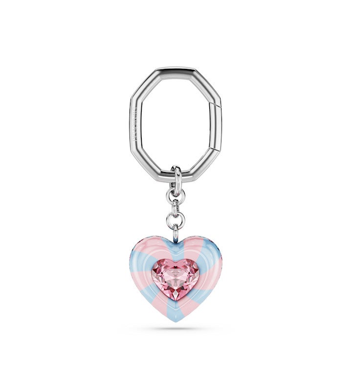 Key Ring, Heart Cut, Heart, Multicolored, Rhodium Plated
