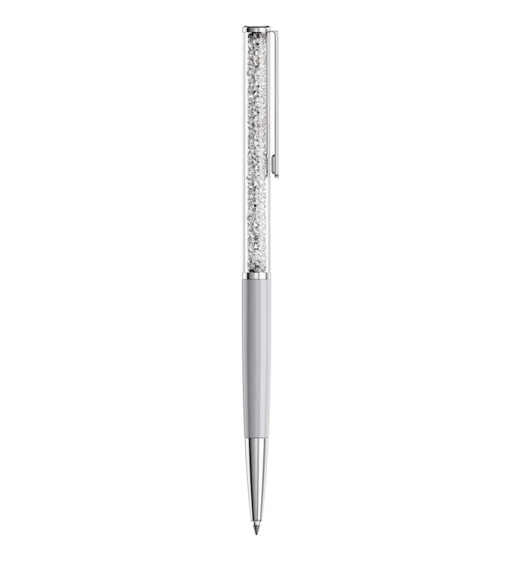 Crystalline Silk Ballpoint Pen, Gray, Gray Lacquered, Chrome Plated