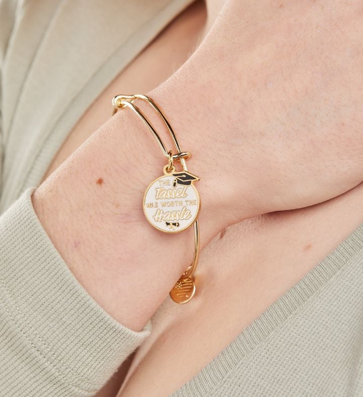 " 'the Tassel Was Worth The Hassle' Graduation Charm Bangle"