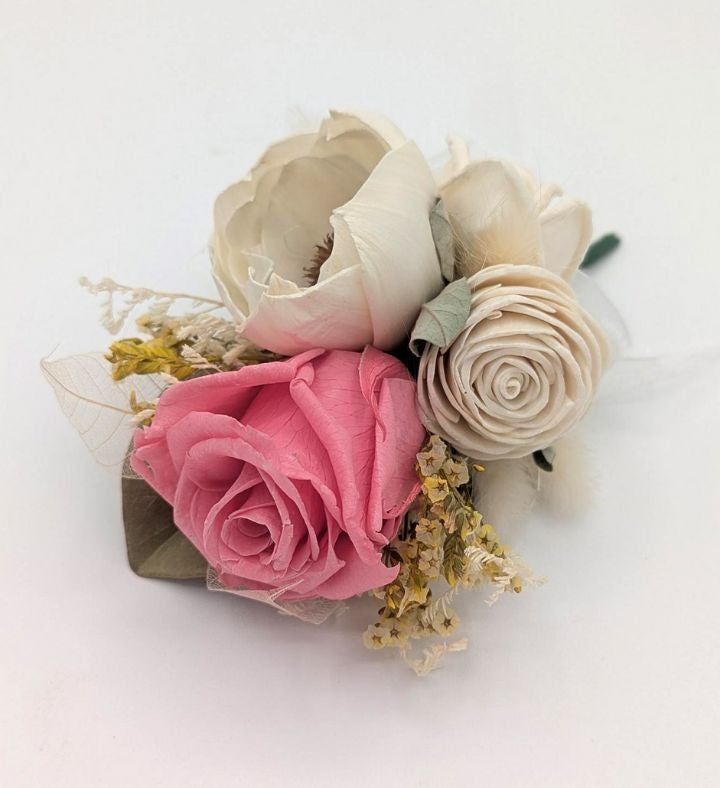 Preserved Pink Rose Boutonniere