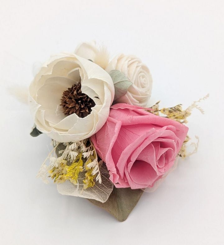Preserved Pink Rose Boutonniere