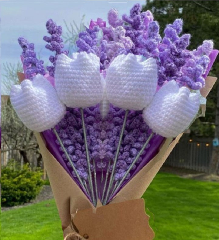 Handmade Crochet Tulips & Lavender