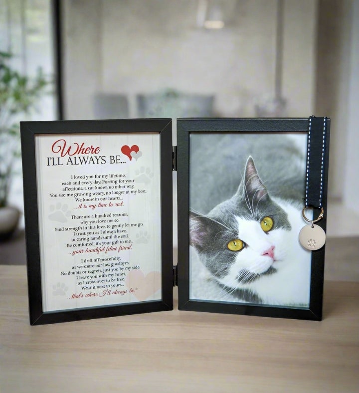 Where I’ll Always Be Cat Memorial Frame – Pet Loss Gift With Poem And Charm