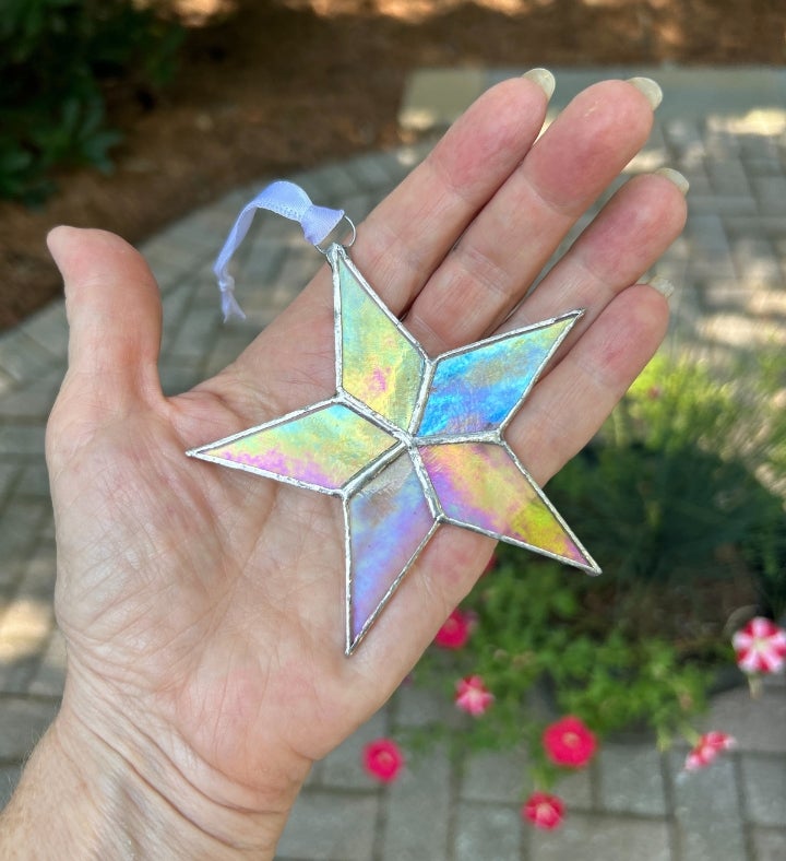 Peace And Hope Iridescent Glass Star – Handmade Christmas Ornament Gift