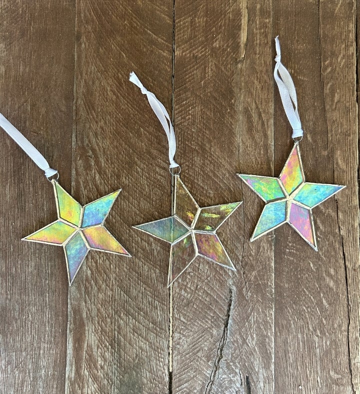 Peace And Hope Iridescent Glass Star – Handmade Christmas Ornament Gift
