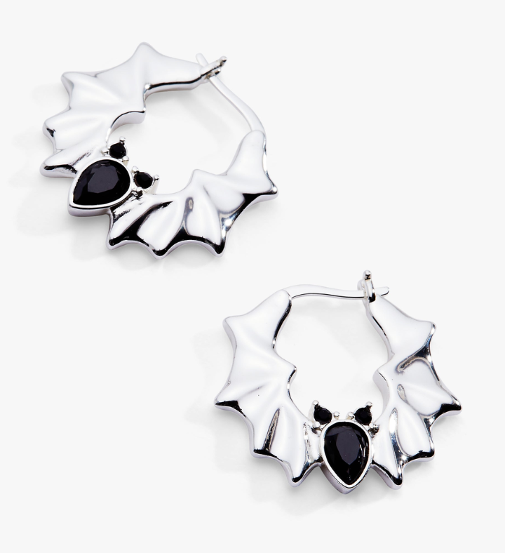 Crystal Bat Hoop Earrings