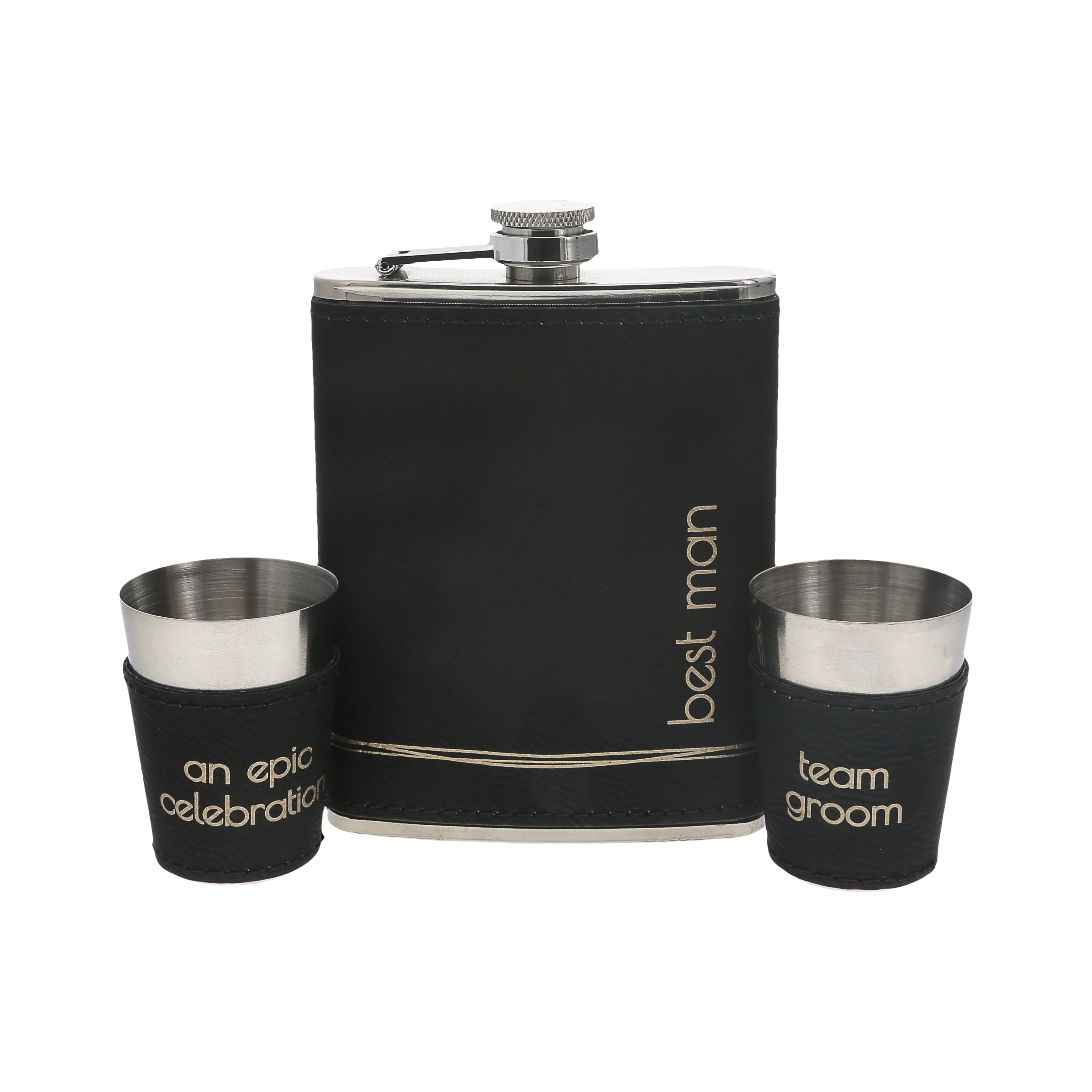 Best Man Flask & Shot Glasses Set