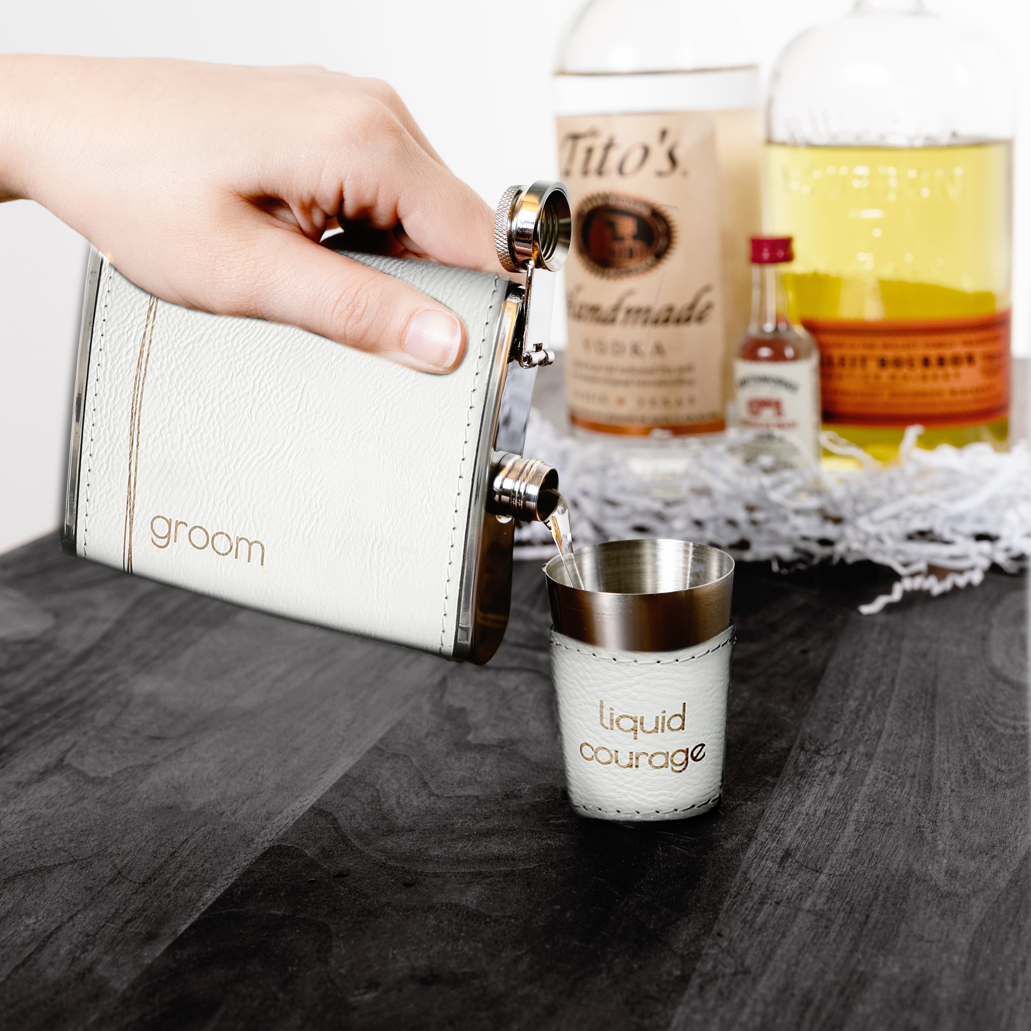 Groom Flask & Shot Glasses Set