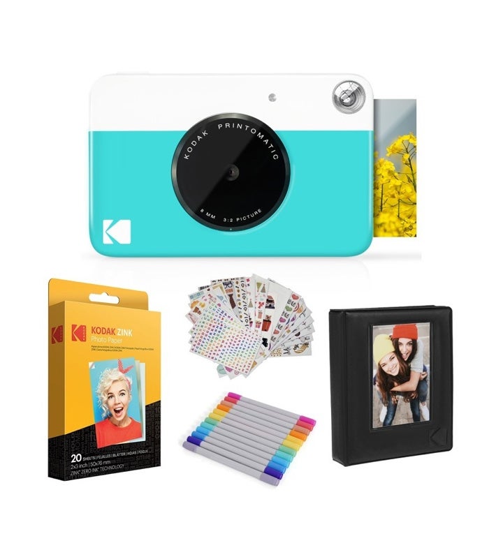 Kodak Printomatic Instant Print Camera Blue And Photo Paper   20 Sheets