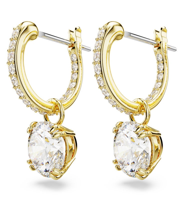 Stilla Drop Earrings Round Cut White Gold-tone Plated