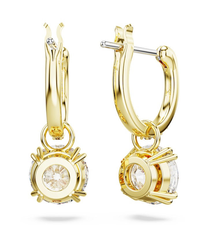 Stilla Drop Earrings Round Cut White Gold-tone Plated