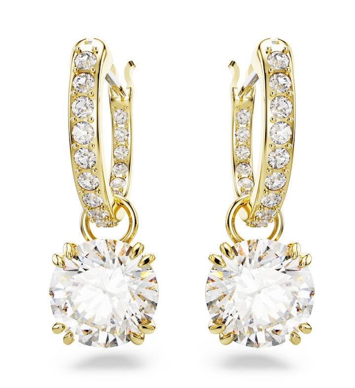 Stilla Drop Earrings Round Cut White Gold-tone Plated