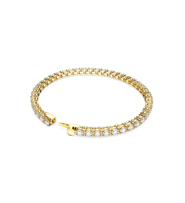 Matrix Tennis Bracelet, Round Cut, White, Rhodium Plated