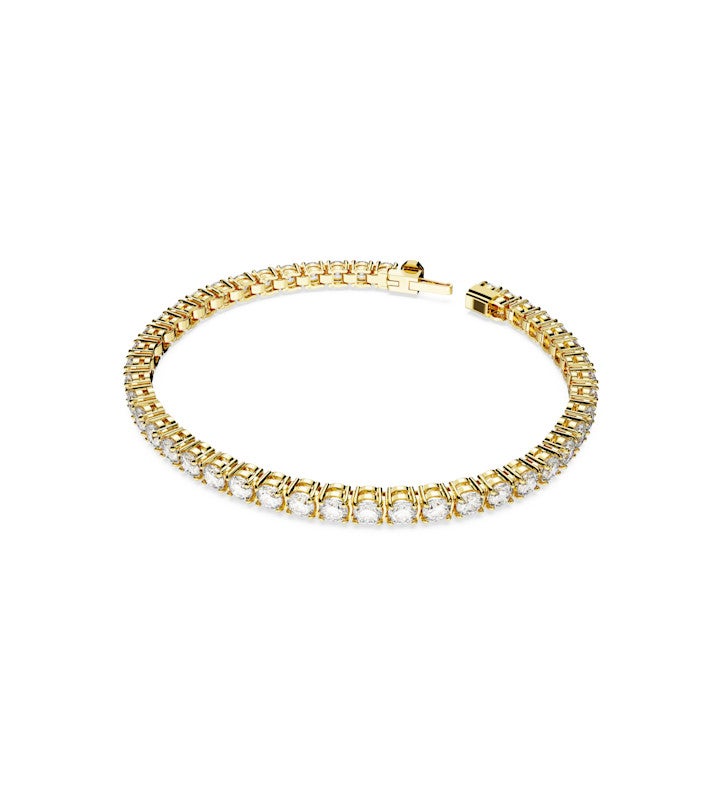 Matrix Tennis Bracelet, Round Cut, White, Rhodium Plated