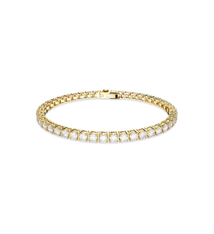 Matrix Tennis Bracelet, Round Cut, White, Rhodium Plated