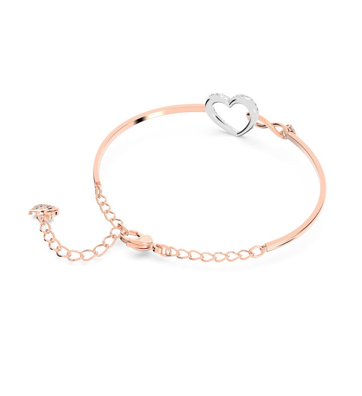 Hyperbola Bangle Infinity And Heart White Mixed Metal Finish