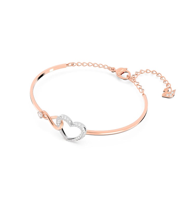 Hyperbola Bangle Infinity And Heart White Mixed Metal Finish