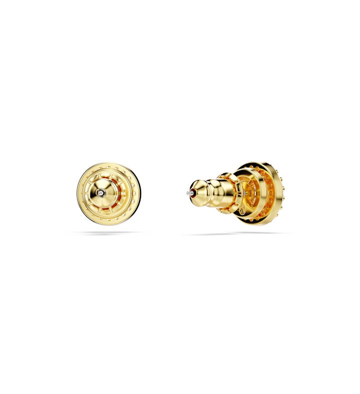 Una Angelic Stud Earrings, Round Cut, Pave, White, Rhodium Plated