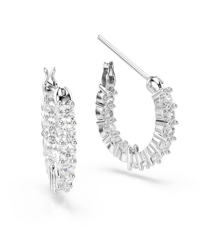 Matrix Vittore Hoop Earrings Round Cut White Rhodium Plated