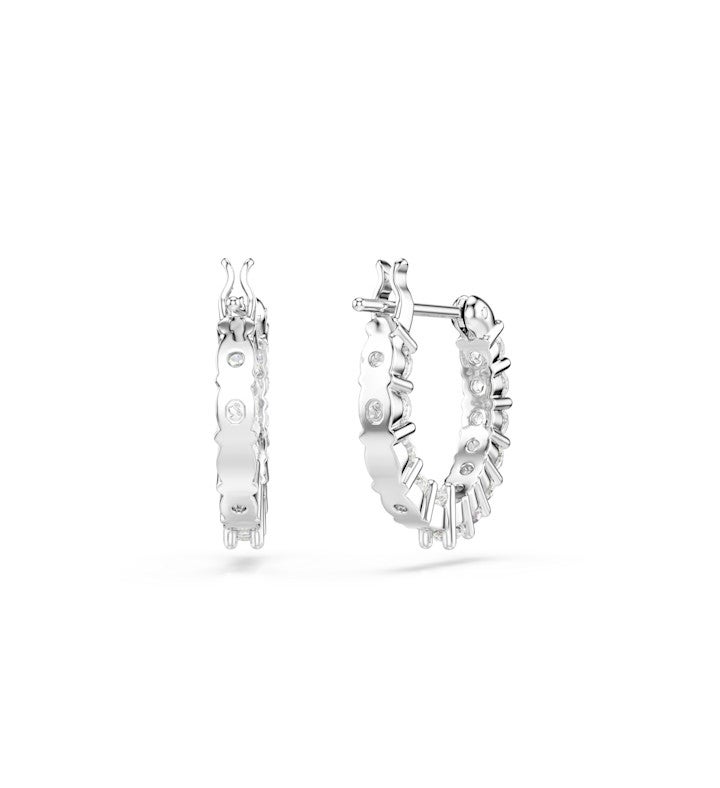 Matrix Vittore Hoop Earrings Round Cut White Rhodium Plated