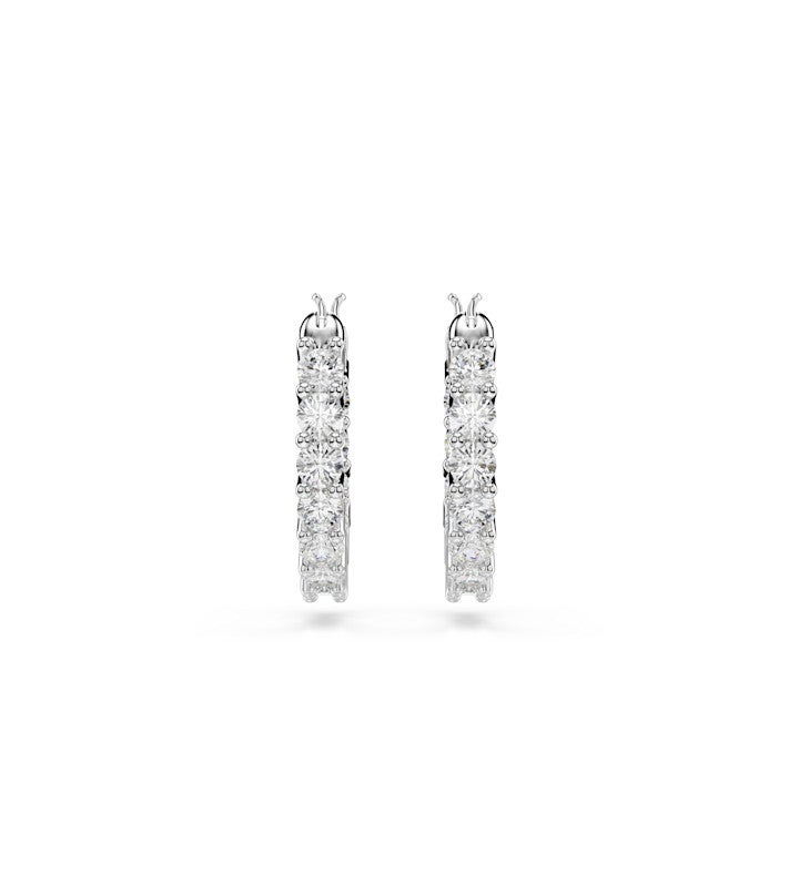 Matrix Vittore Hoop Earrings Round Cut White Rhodium Plated