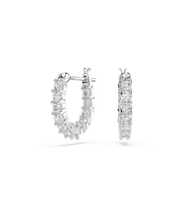 Matrix Vittore Hoop Earrings Round Cut White Rhodium Plated