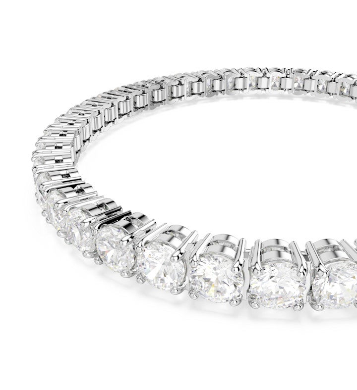 Matrix Tennis Bracelet, Round Cut, White, Rhodium Plated