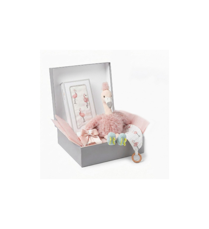 Gift Set   Dancing Flamingo Swaddle, Teether And Plush Toy