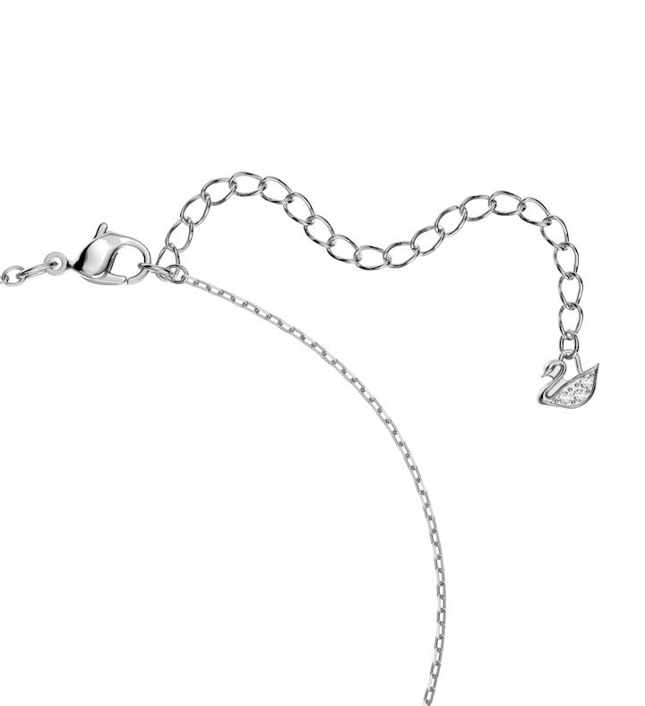 Una Necklace, Round Cut, White, Rhodium Plated