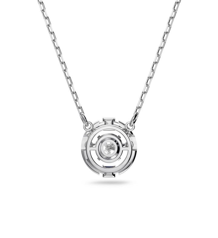 Una Necklace, Round Cut, White, Rhodium Plated