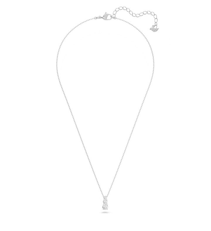 Stilla Attract Pendant, Round Cut, White, Rhodium Plated